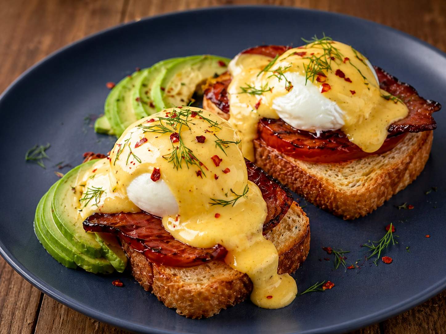 Salmon Bacon Croissant Benedict