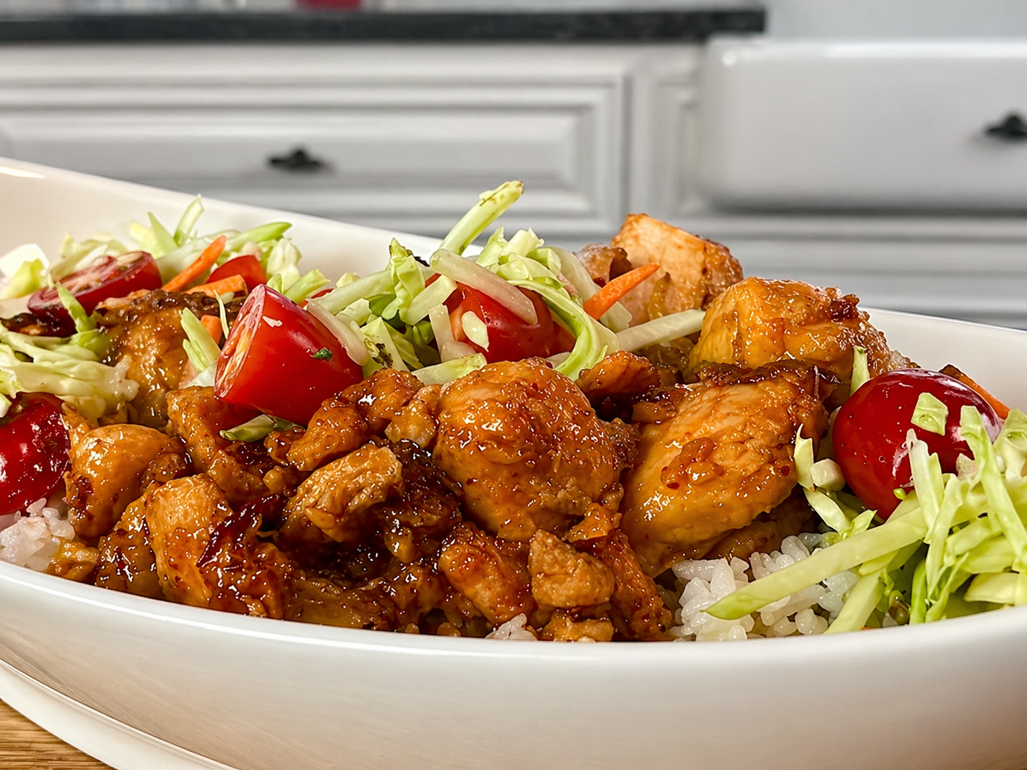 Saucy Salmon Stir Fry with Pickled Slaw