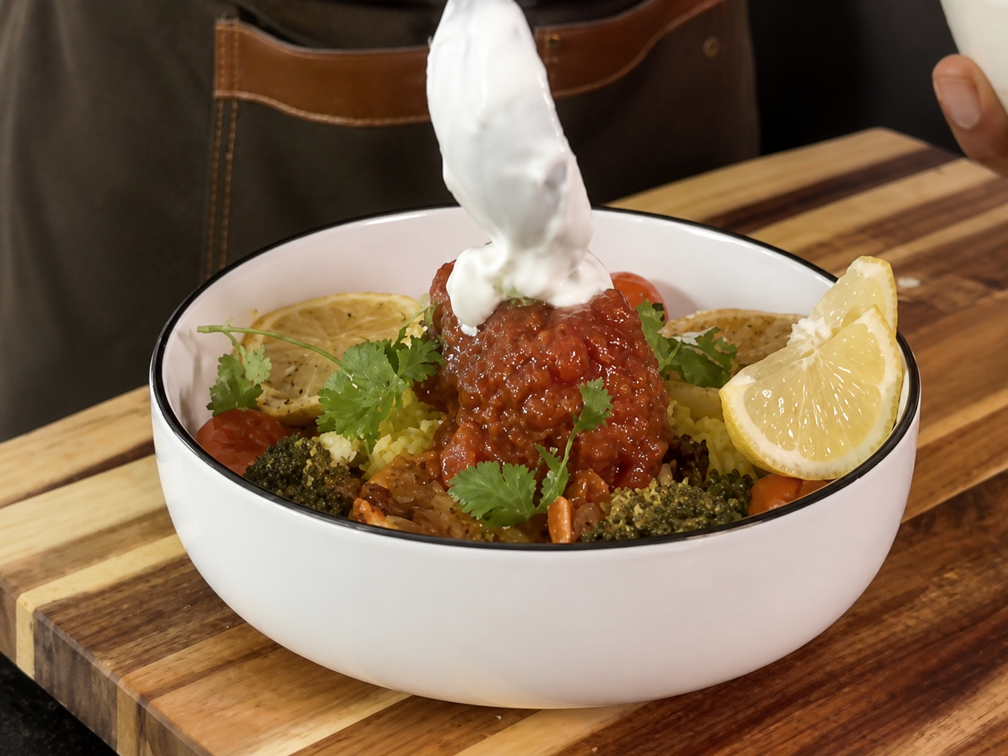 Moroccan Kefta Rice Bowl with Yellow Turmeric Rice