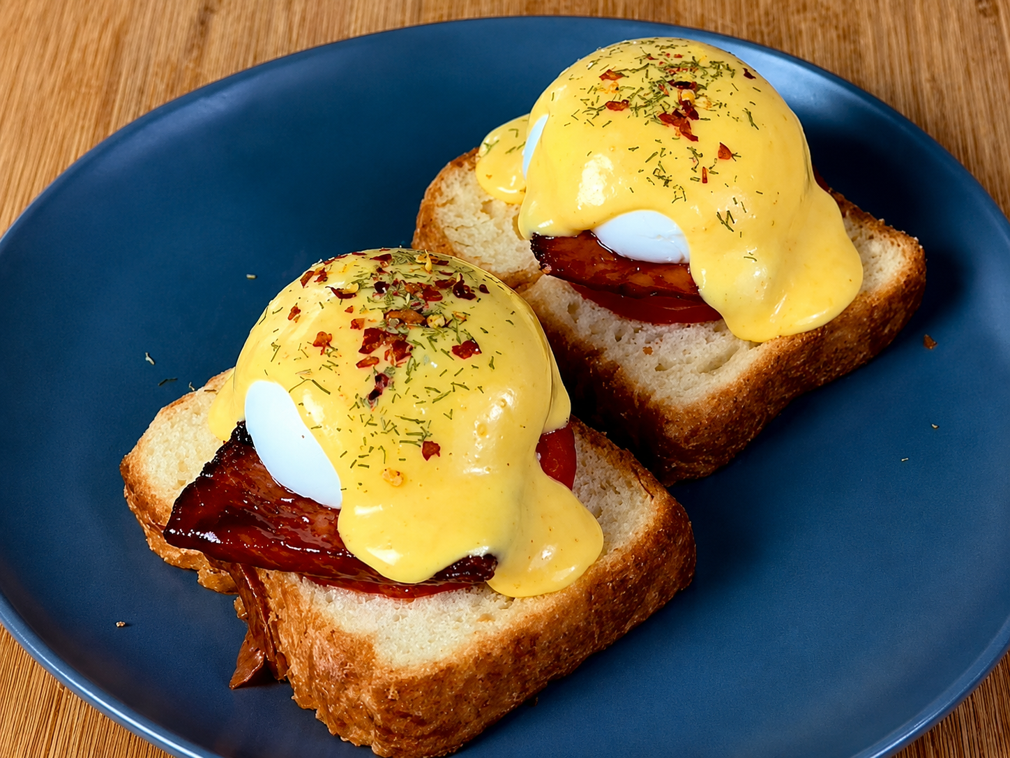 Salmon Bacon Croissant Benedict