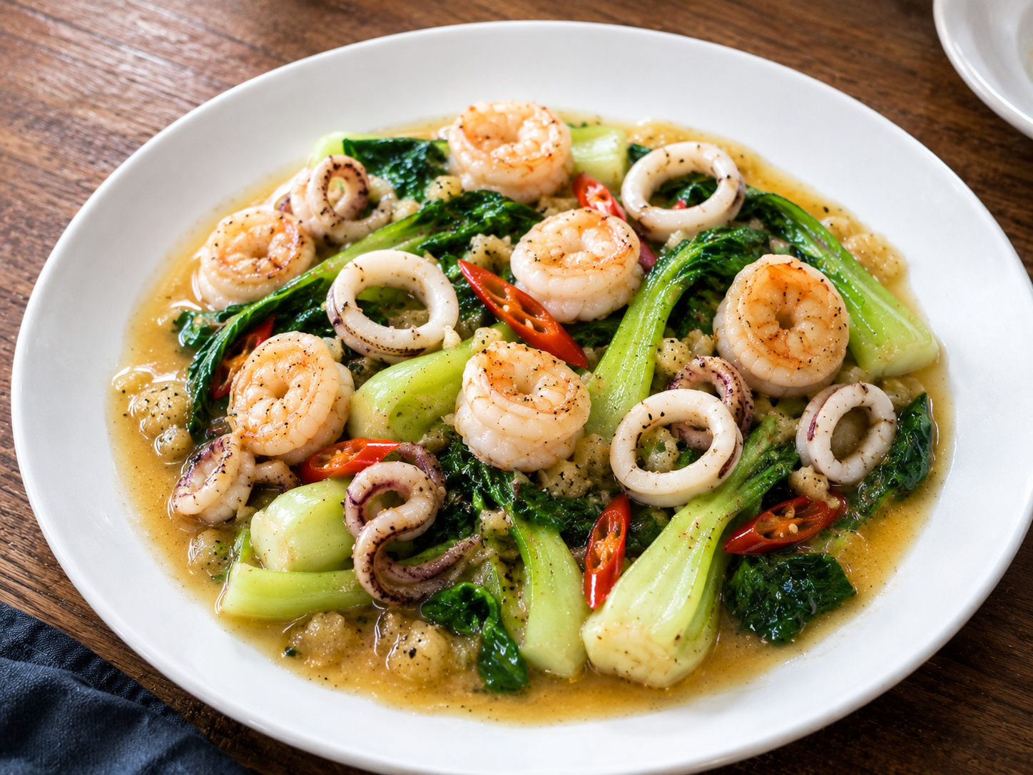 Mediterranean Bok Choy with Shrimp & Squid