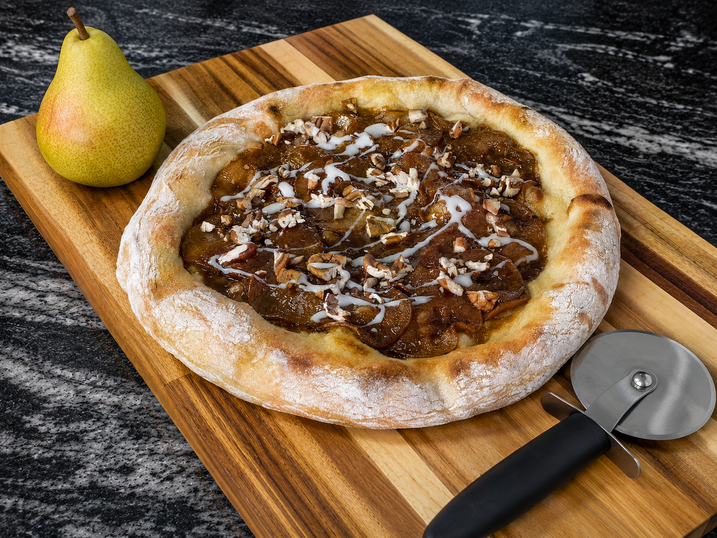 Bourbon Pear Dessert Pizza