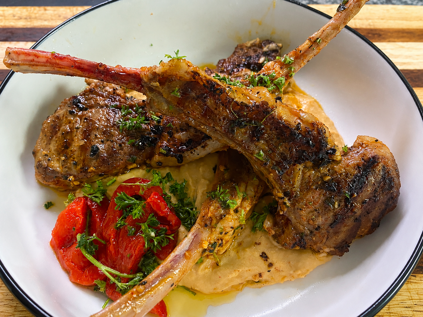 Bulgarian-Inspired Lamb Chops with Creamy White Bean Purée