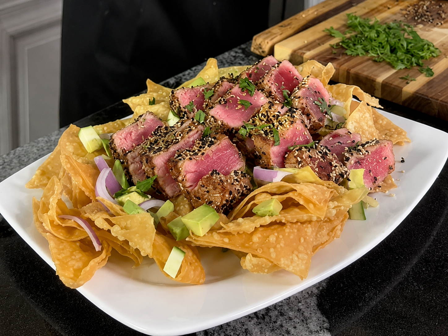 Seared Ahi Tuna Wonton Nachos